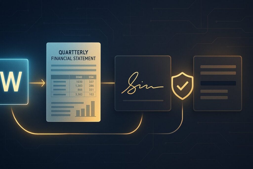 Document automation financial services pipeline using Foxit APIs to generate statements, embed eSign, and extract audit-ready data.