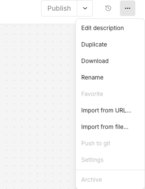 n8n workflow actions menu with Import from URL option highlighted